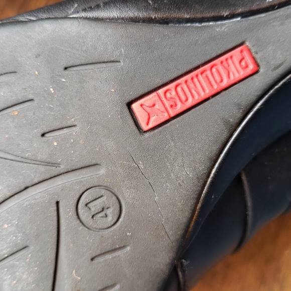 PIKOLINOS Black Ginebra Avellana Pleated Leather Wedge Mary Jane sz 41/10.5-11 - Picture 8 of 11